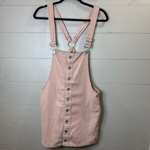 NEW Forever 21 | Pink Corduroy Button-Front Pinafore Skirt Overall Size Small
